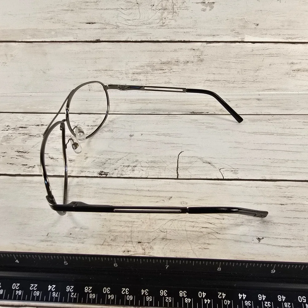 Vintage Aviator Eyeglasses Gunmetal Grey Metal Frame Double Bridge Clear Lens‎
